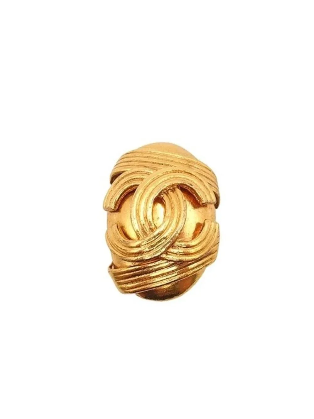 Chanel Earrings Gold Metal CC Logo Vintage Costume